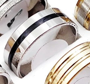 Men's Ring Black Stripe - Size 21