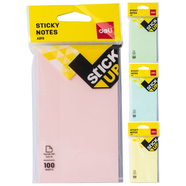 Deli Sticky Notes 76x126mm 100 Sheets