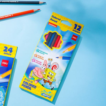 Spongebob Colored Pencils 12 Colors Hexagonal Barrel Full Length